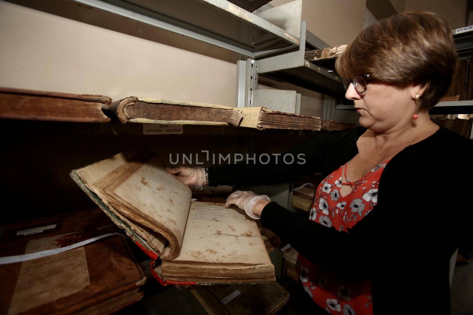 salvador, bahia, brazil - october 18, 2017: Collection of old books from the Military Police of Bahia is seen in the city of Salvador.