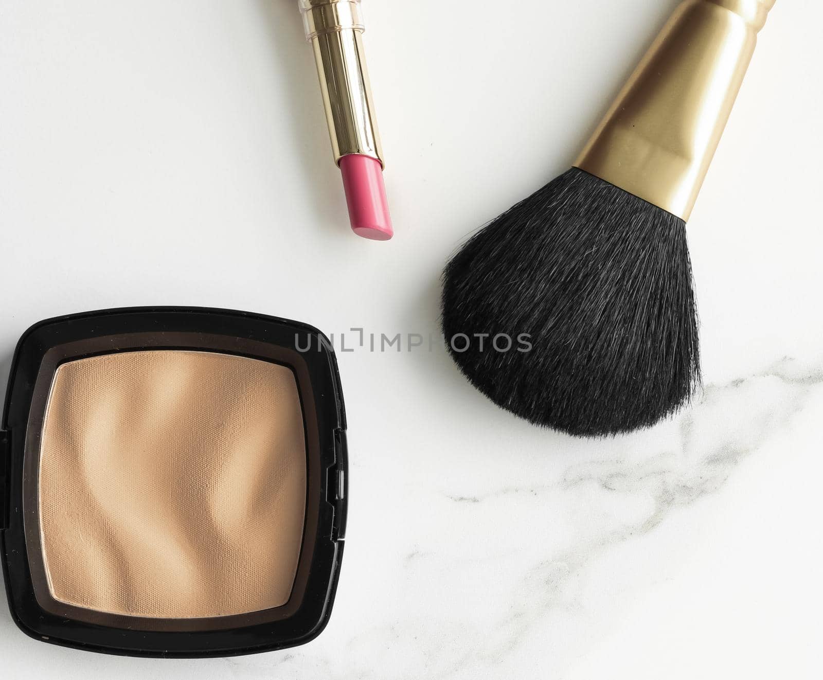 Make-up and cosmetics products on marble, flatlay background by Anneleven