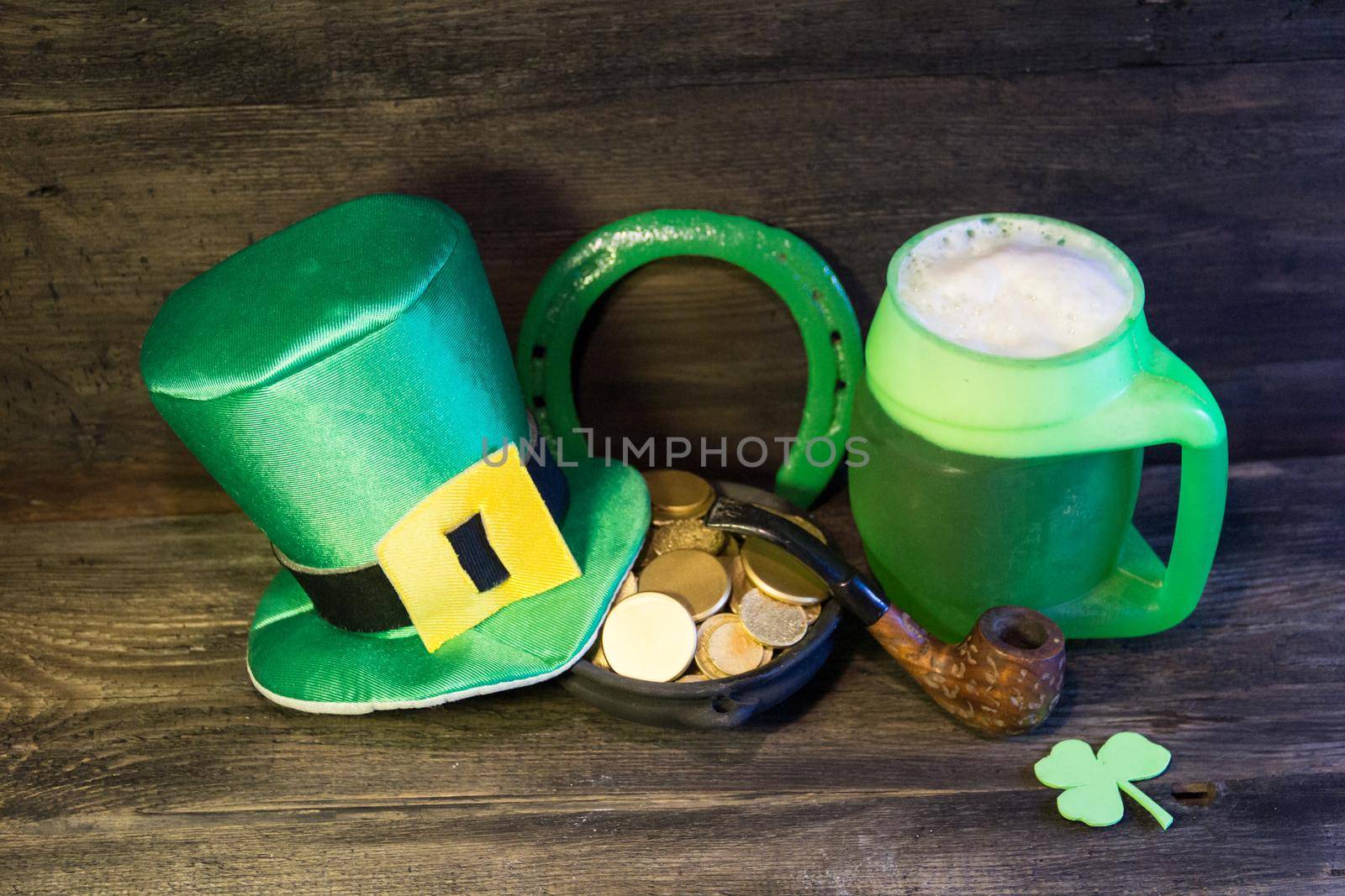 symbols of saint patrick's day on rustic wood by GabrielaBertolini