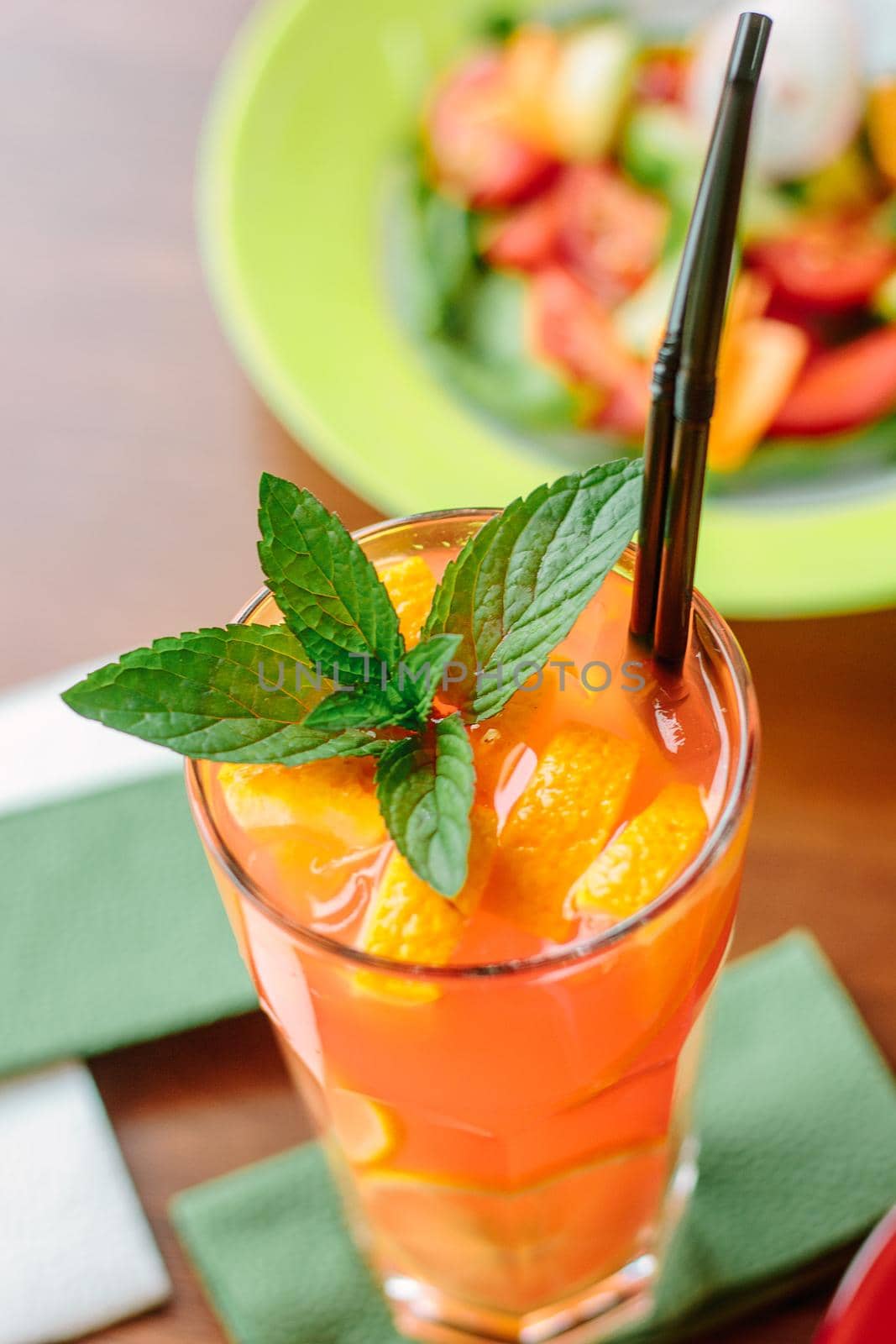 Fresh lemonade with citrus fruits and mint, great image for your needs.