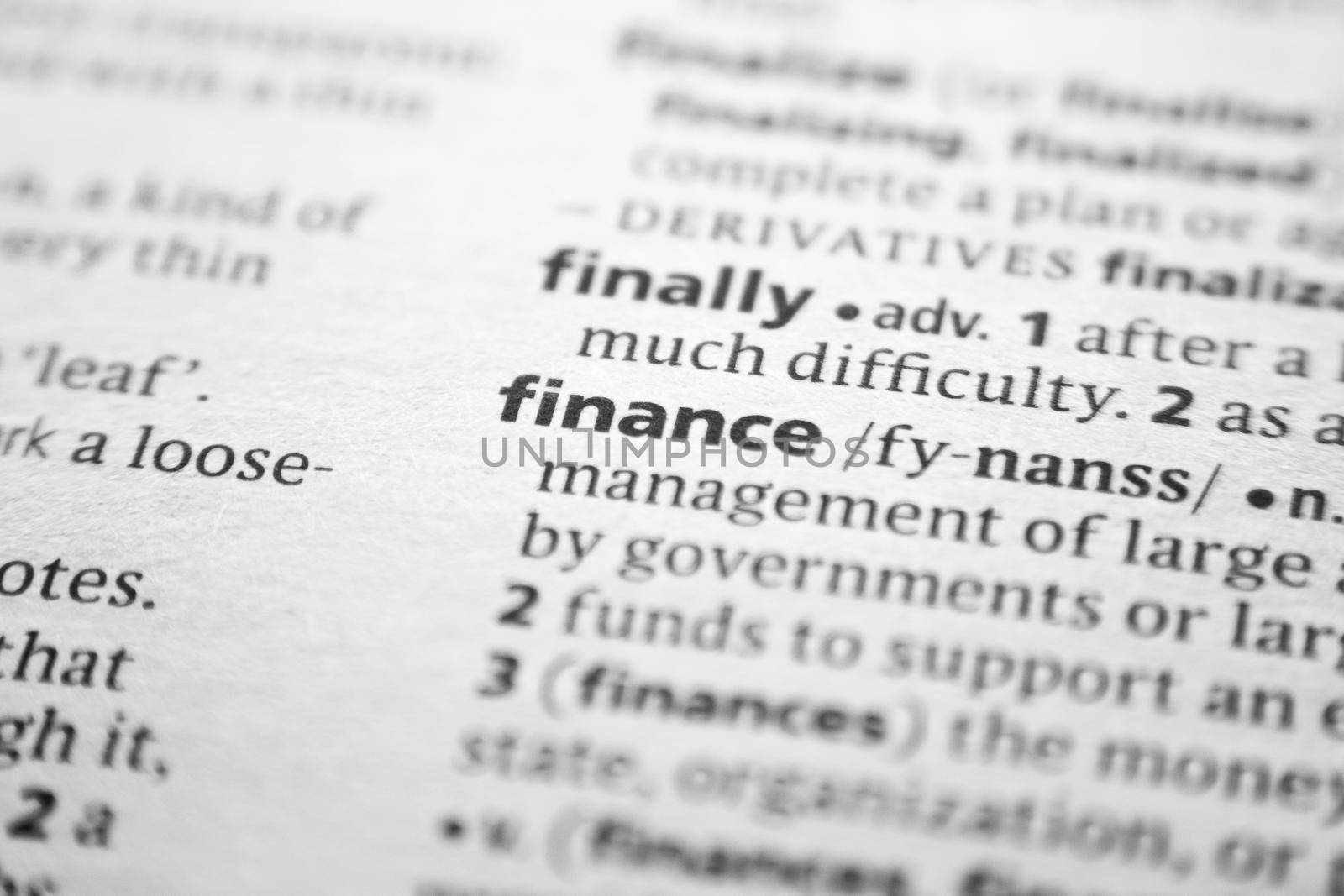 Word or phrase Finance in a dictionary