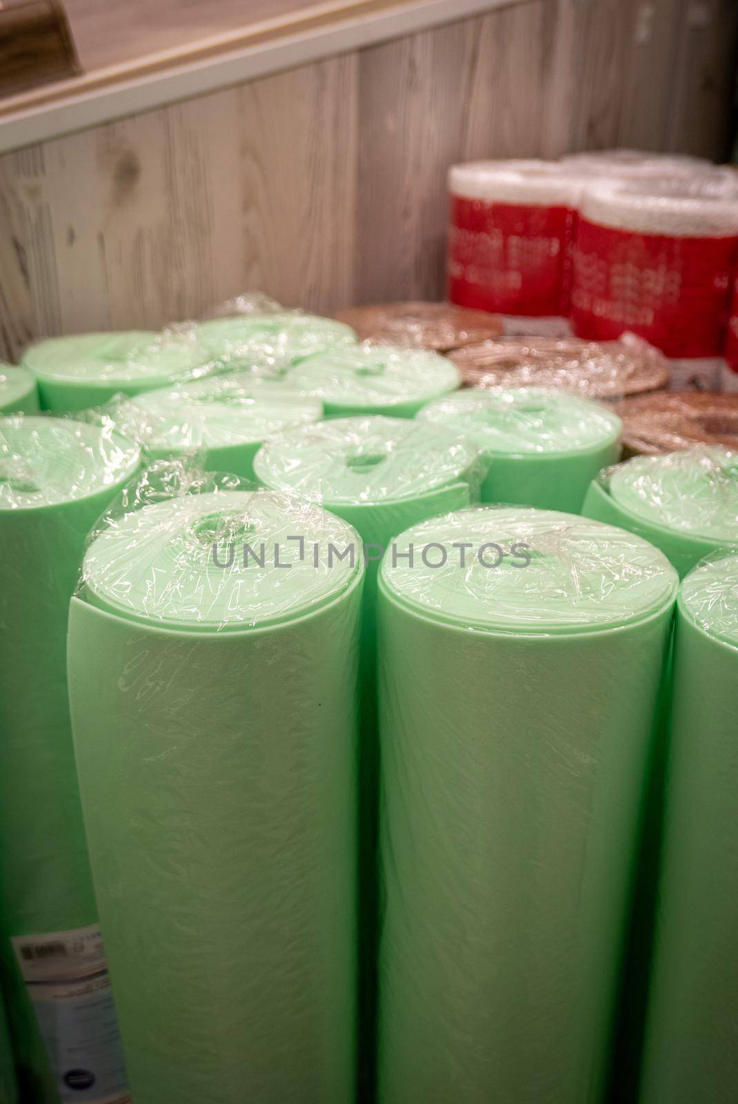 Rolls of foam underlayment for the Laminate Flooring.