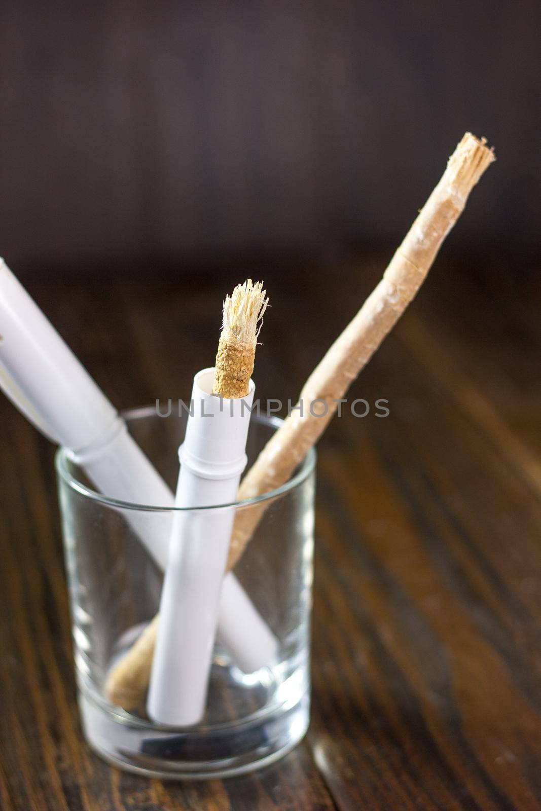 Miswak or siwak in a glass. Great photo for your needs.