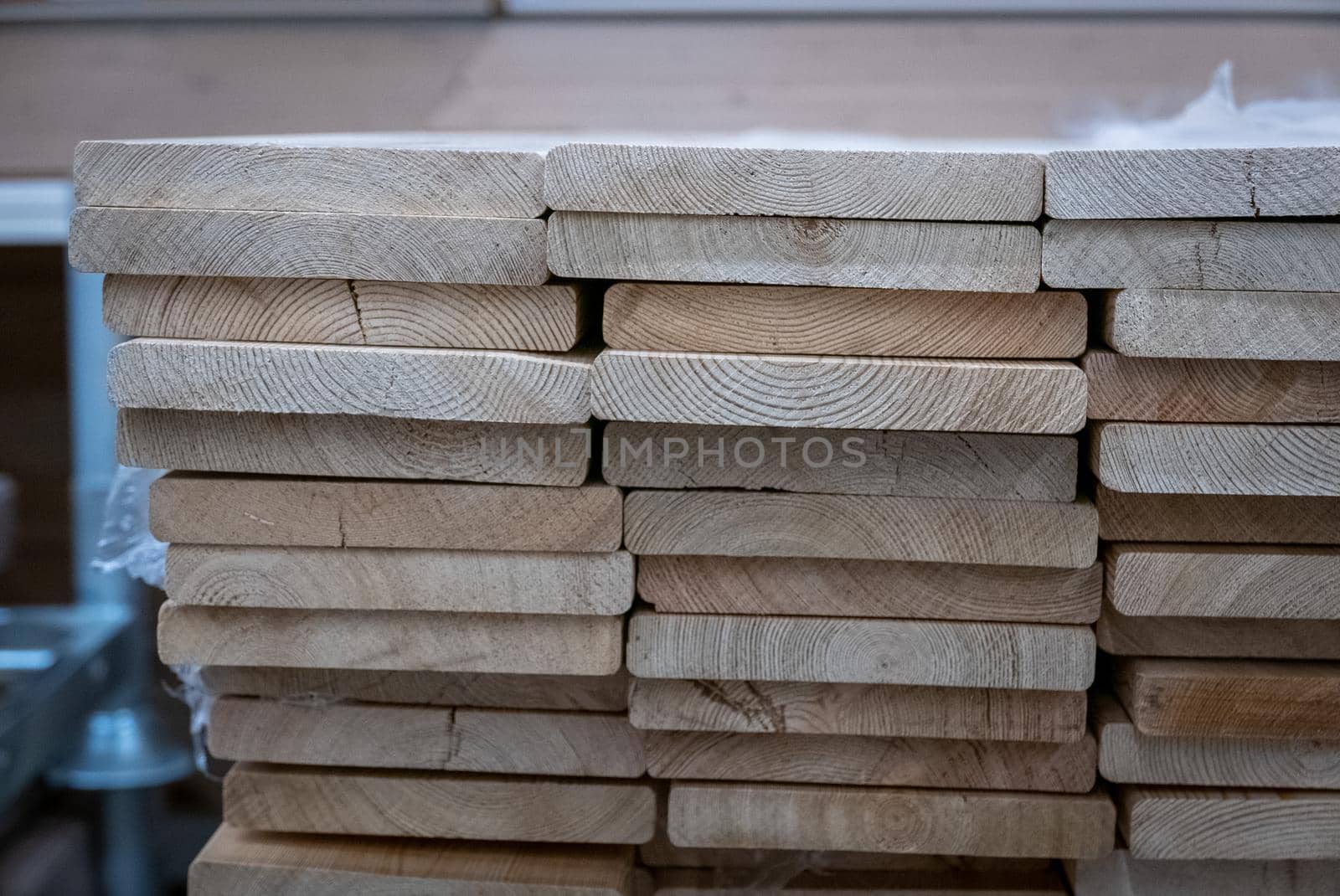 Wooden planks at the carpentry market