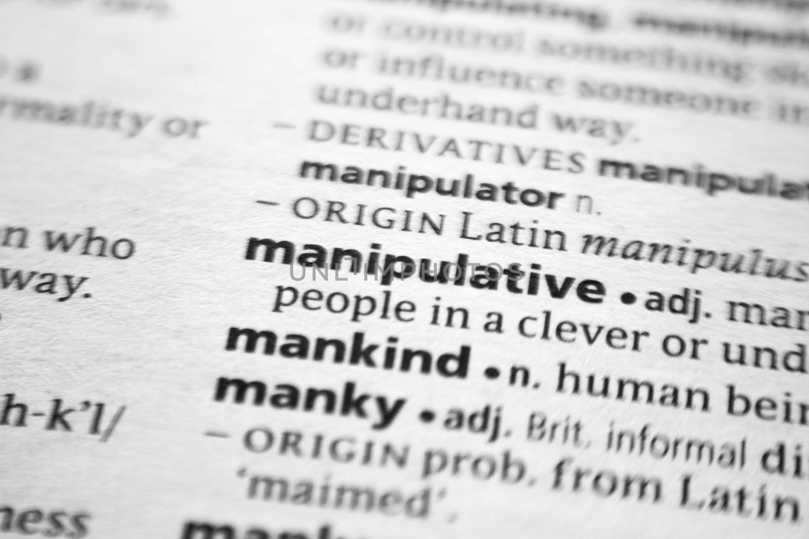 Word or phrase Manipulative in a dictionary