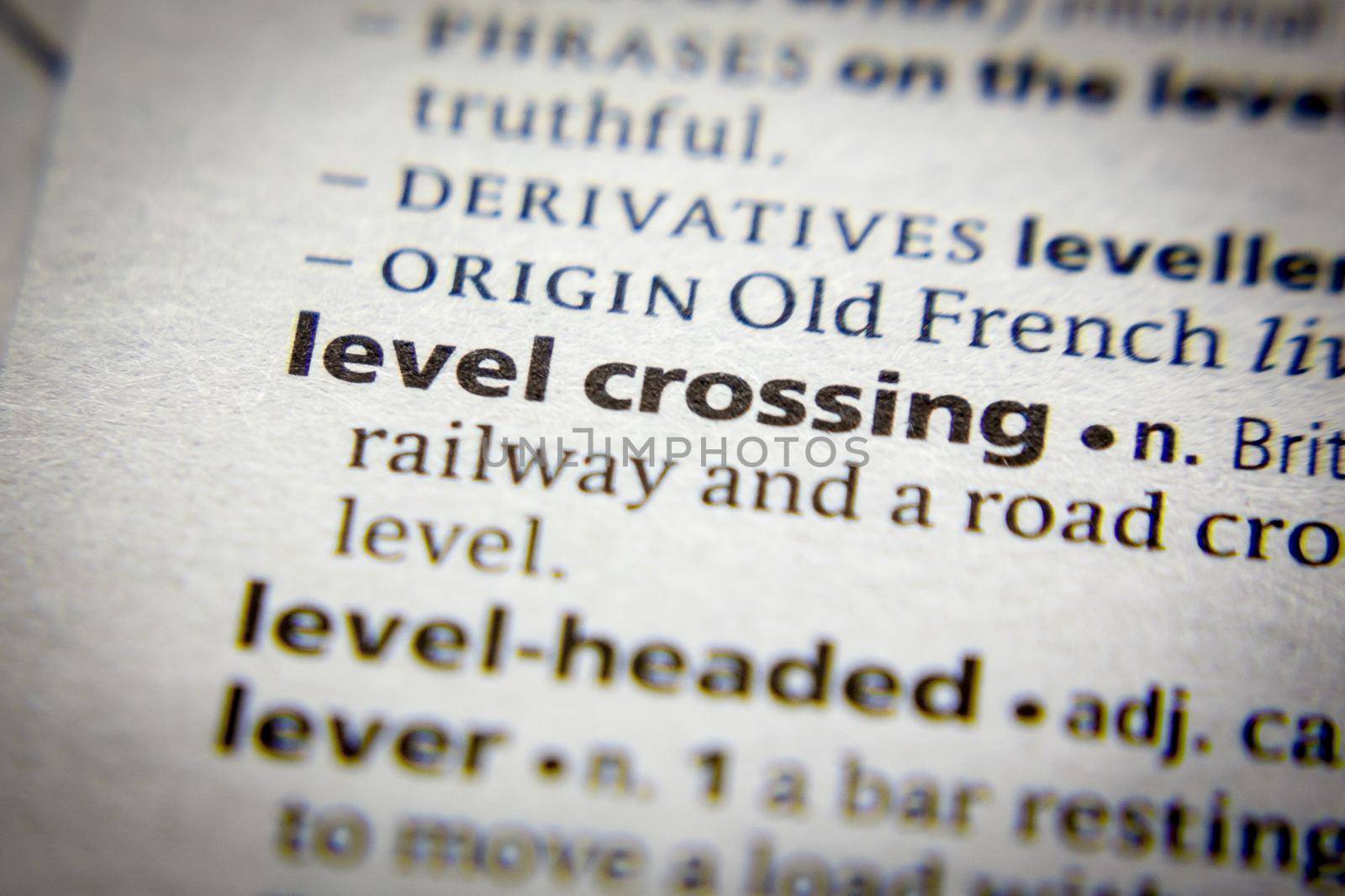 Word or phrase Level crossing in a dictionary