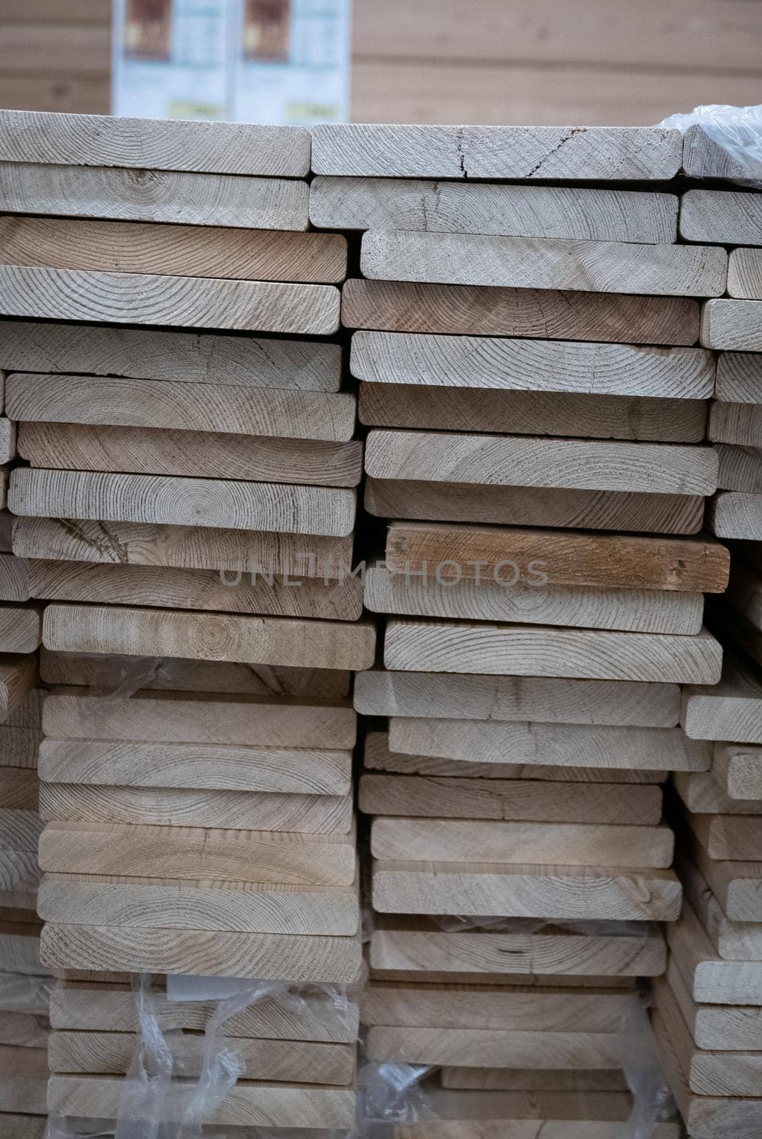 Wooden planks at the carpentry market