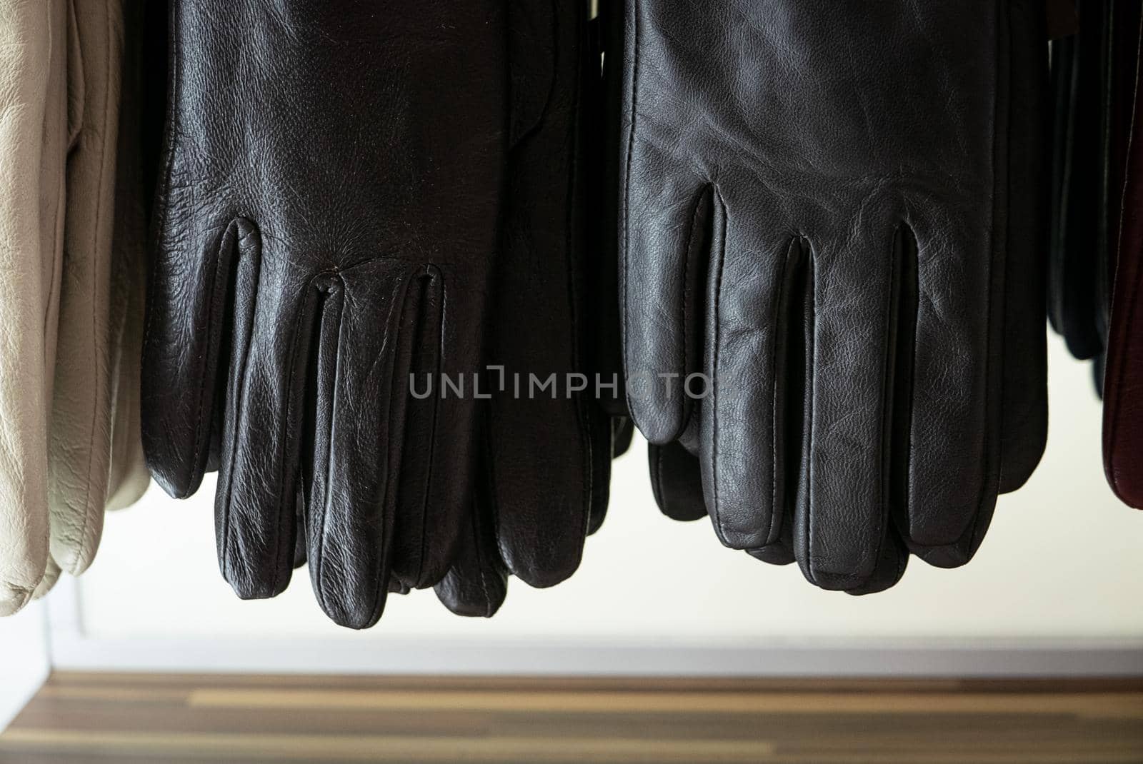 Leather gloves for a winter season