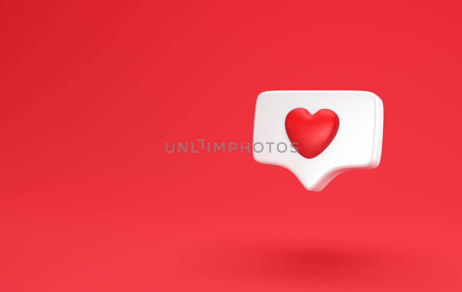 One like social media notification with heart icon. minimal concept Social media love concept 3d render by lunarts