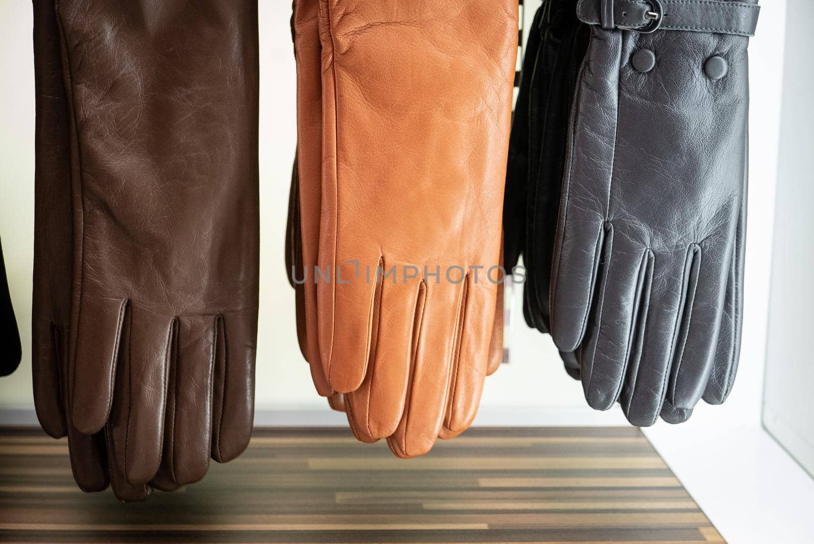 Leather gloves for a winter season