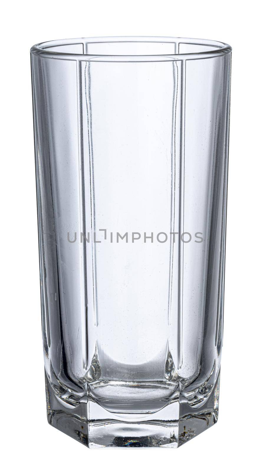 Empty new glass isolated on white background close up