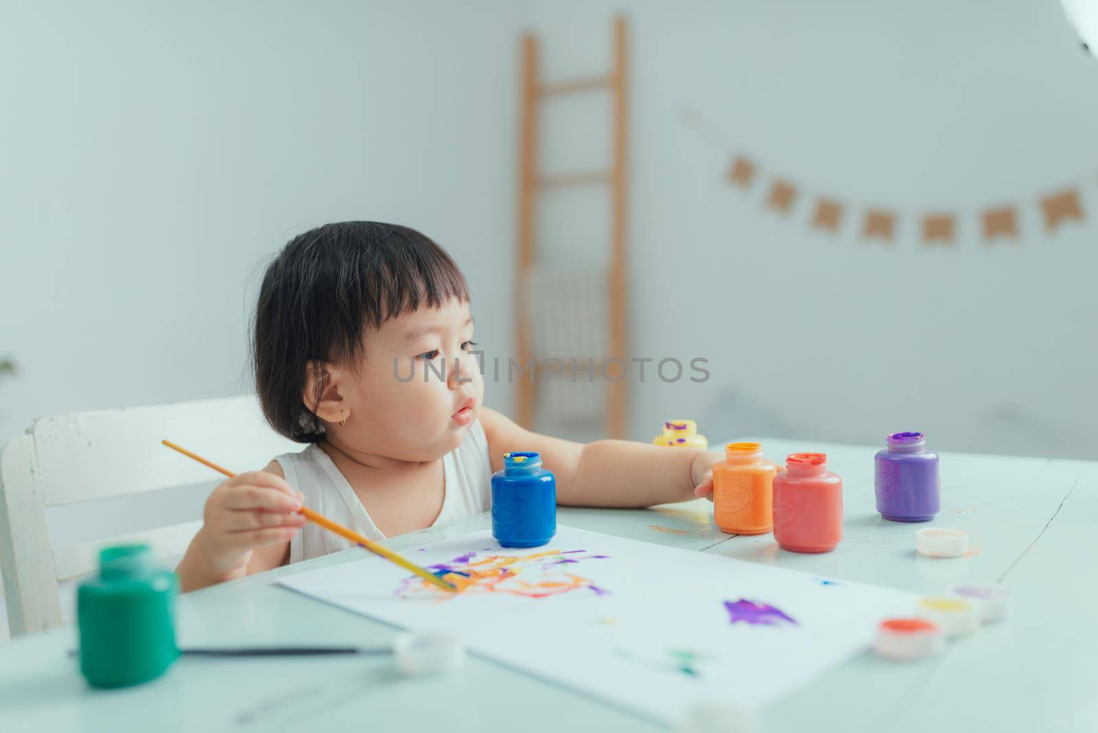 Water color painting activity concept play from home for corona virus protection by makidotvn
