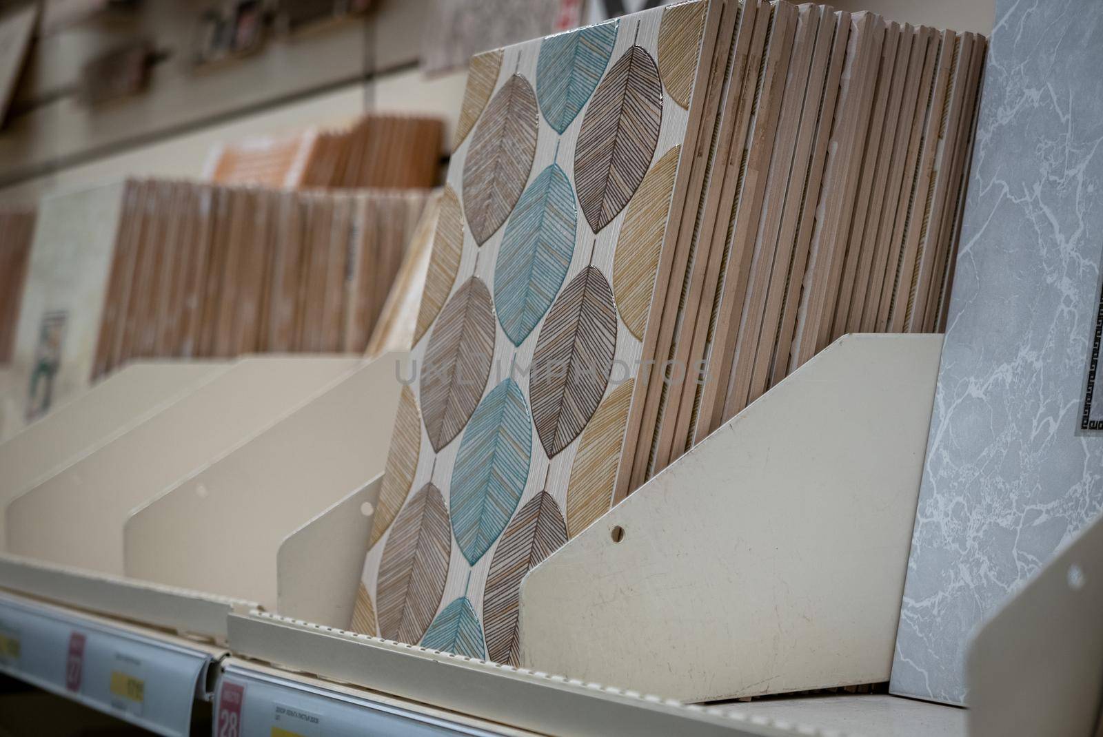 Ceramic tiles for wall decoration in a construction shop