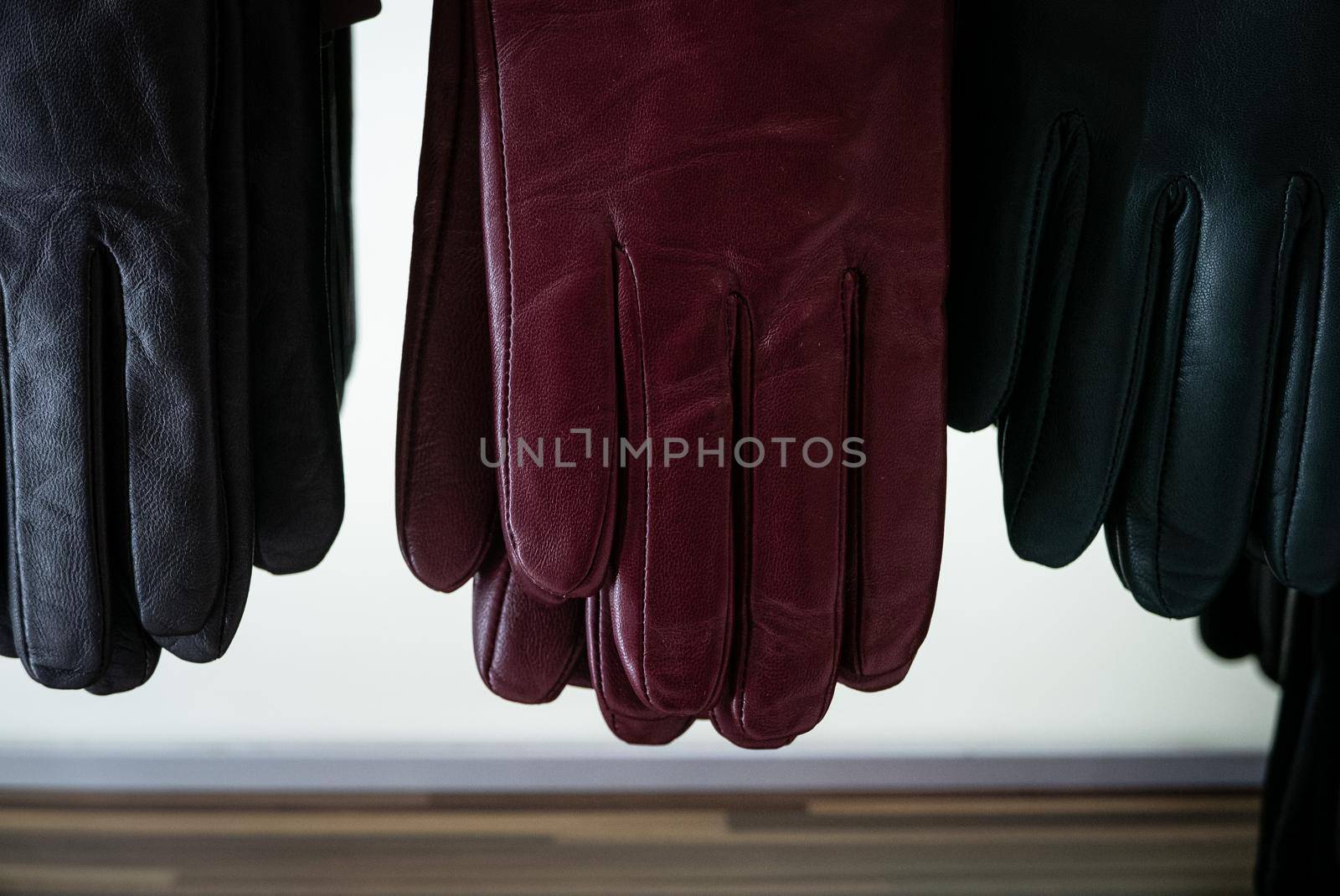 Leather gloves for a winter season