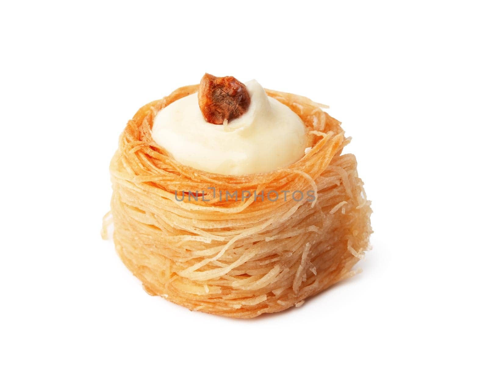 Baklava dessert with pistaccio isolated on white background, close up