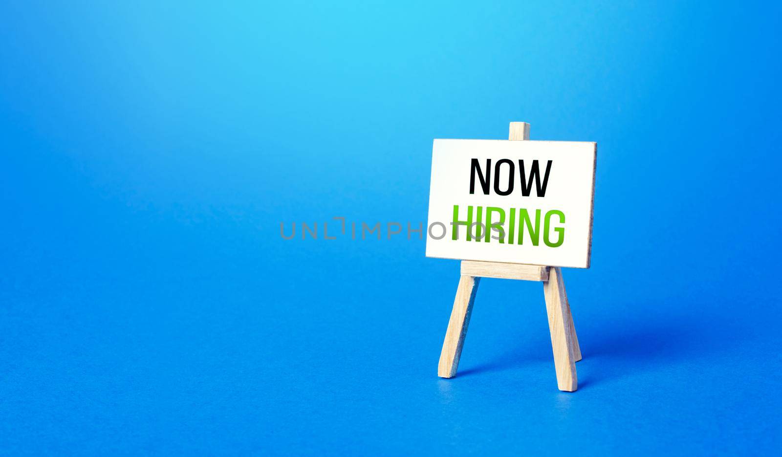 Now hiring easel. Recruitment new employee workers. Search for specialists and highly qualified professionals. Staff job interview. Selection of candidates for open vacancies. Searching for a work