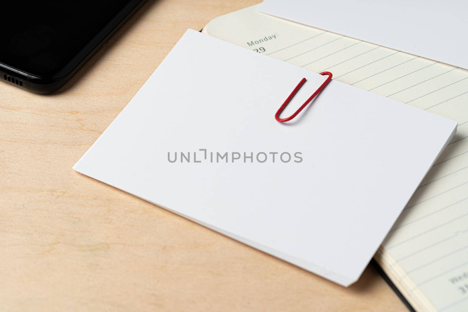 Blank white business card with copy space for your design, close up