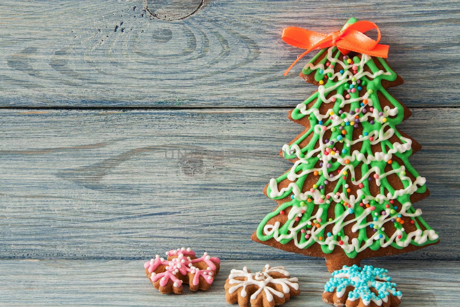 Christmas gingerbread on a wooden background