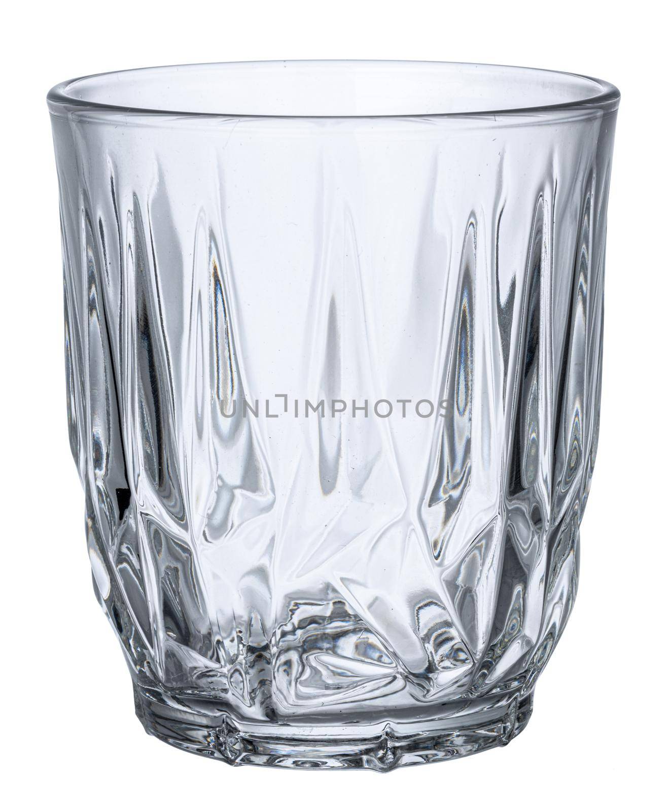 Empty new glass isolated on white background close up