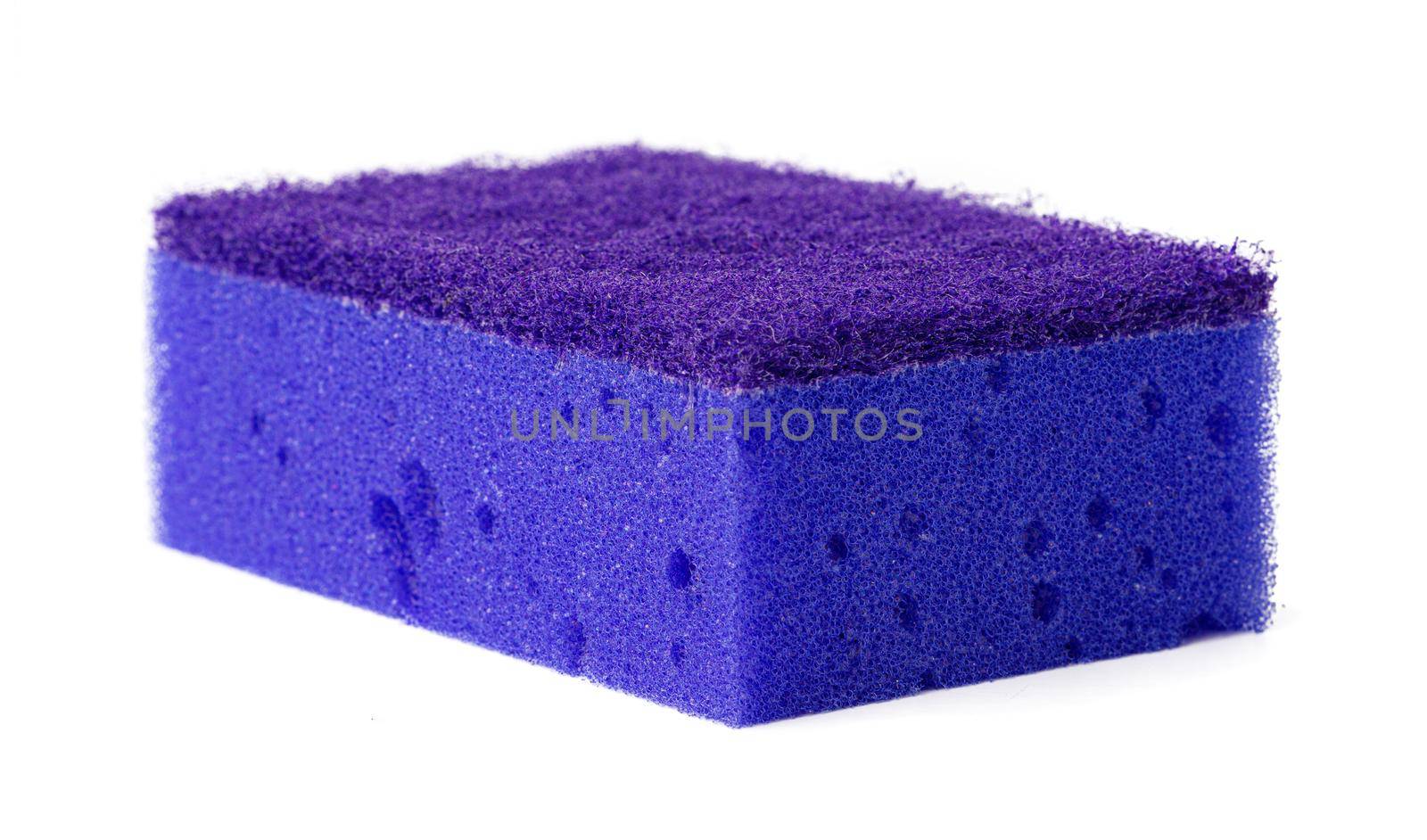 Sponge for dish cleaning isolated on white background, close up