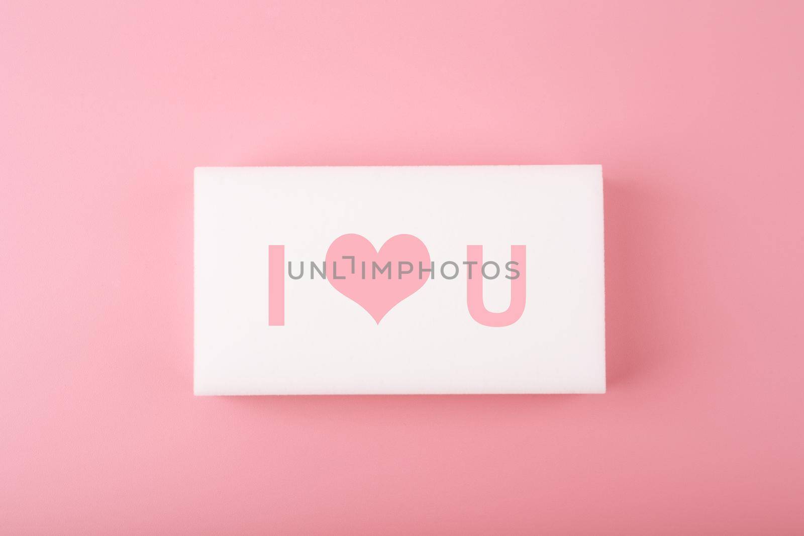 I love you creative minimal concept in pink colors. Template, banner, postcard or flyer for St. Valentine's day