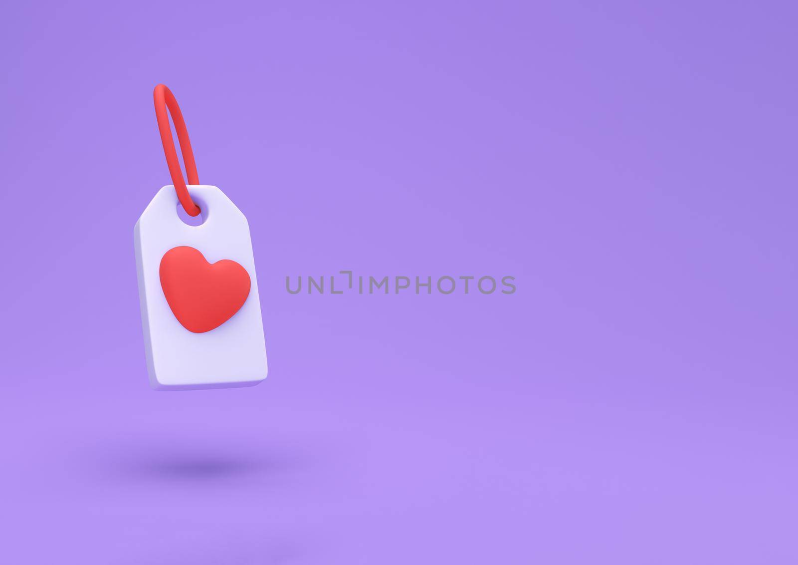 Red Heart tag icon isolated on cute background. Love symbol. Valentine day symbol. Minimal creative concept. 3d illustration 3D render by lunarts