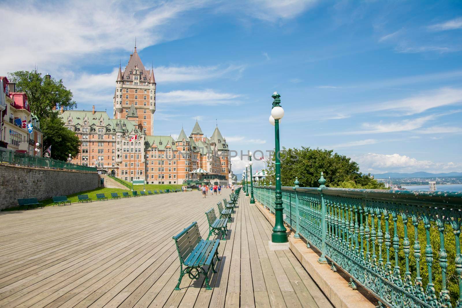 Wood plank walkway Quebec terrasse Dufferin Chateau Frontenac