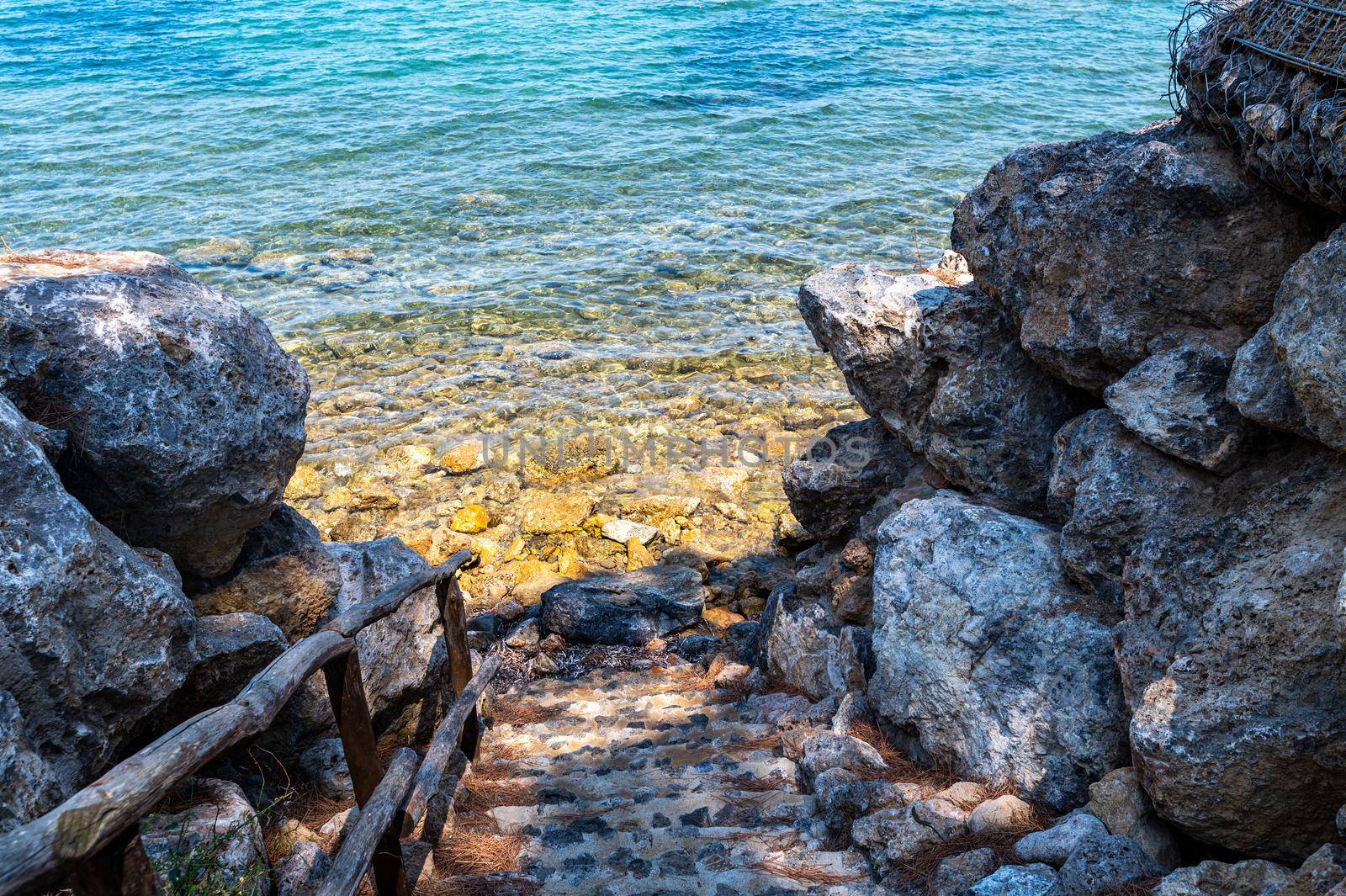 view of the cliff in Porto Santo Stefano in the summer