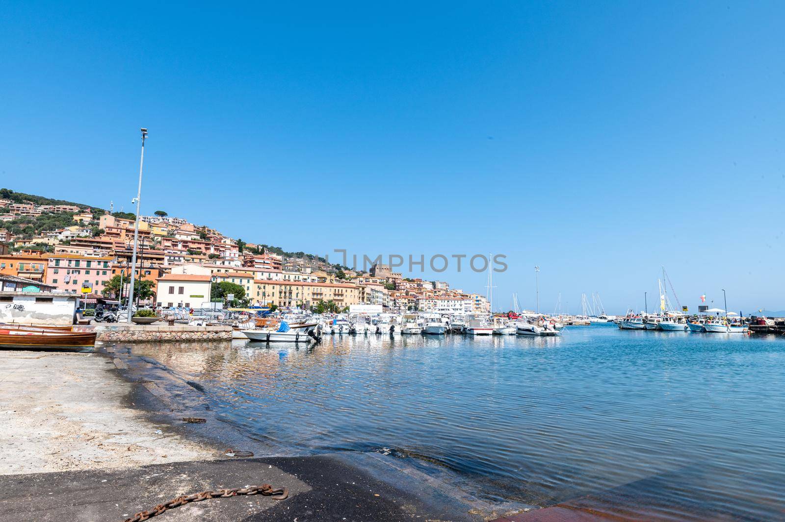 Porto Santo Stefano landscape seen from the port in the summer