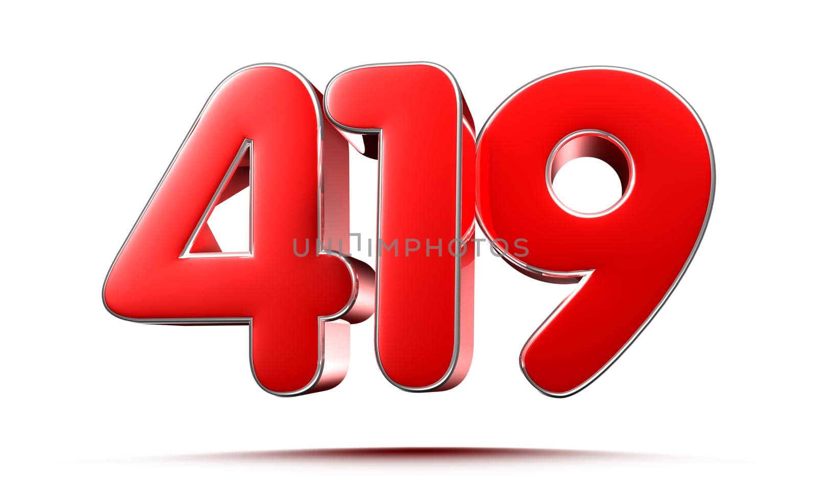 Rounded red numbers 419 on white background 3D illustration with clipping path by thitimontoyai