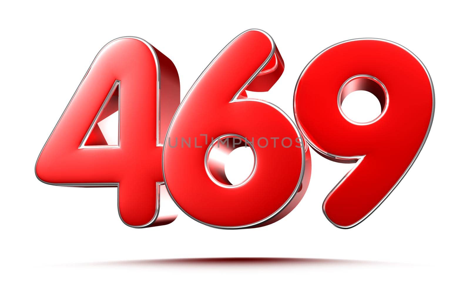 Rounded red numbers 469 on white background 3D illustration with clipping path by thitimontoyai
