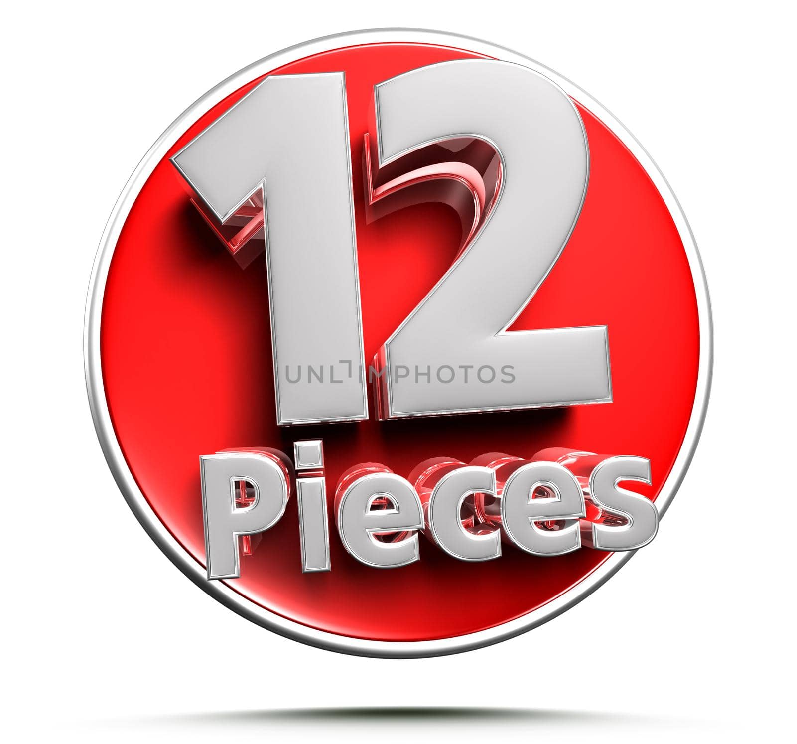 Price tag says 12 pieces 3D illustration on white background with clipping path. by thitimontoyai