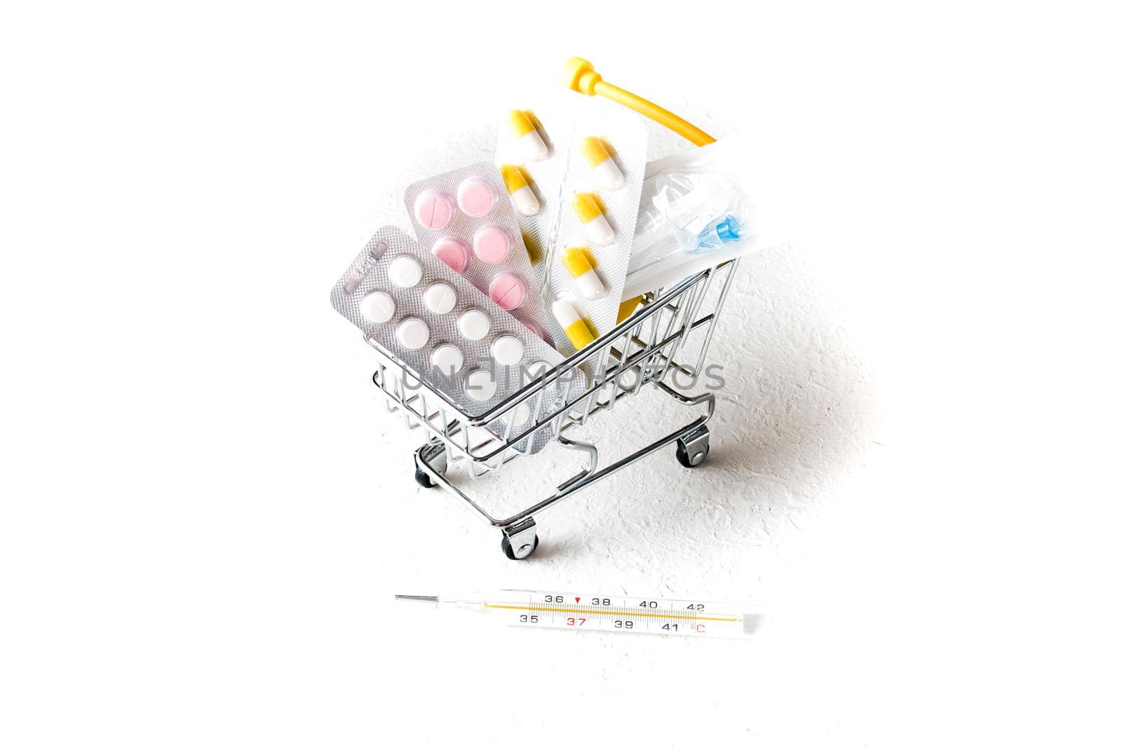 trolley with pills and medicine