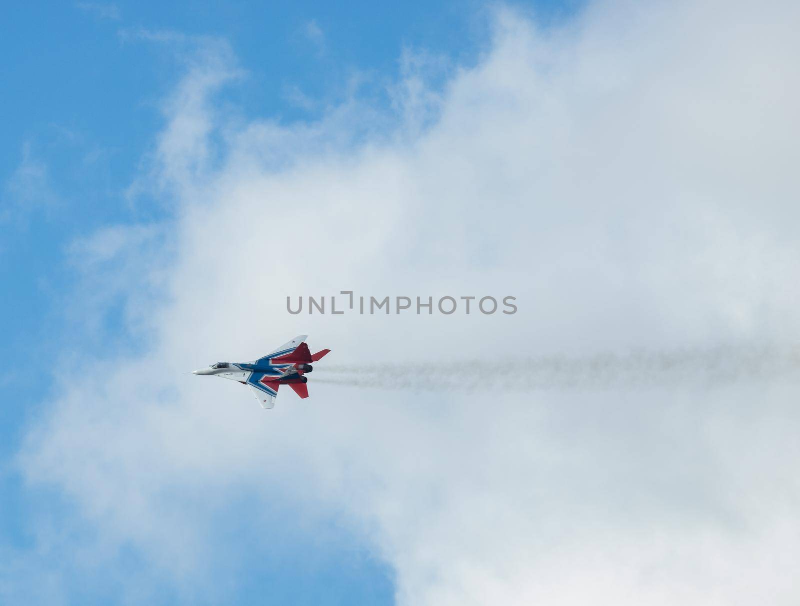 Kazan, Russian Federation - Oktober 27, 2018: member of aerobatic team Strizhi . telephoto shot