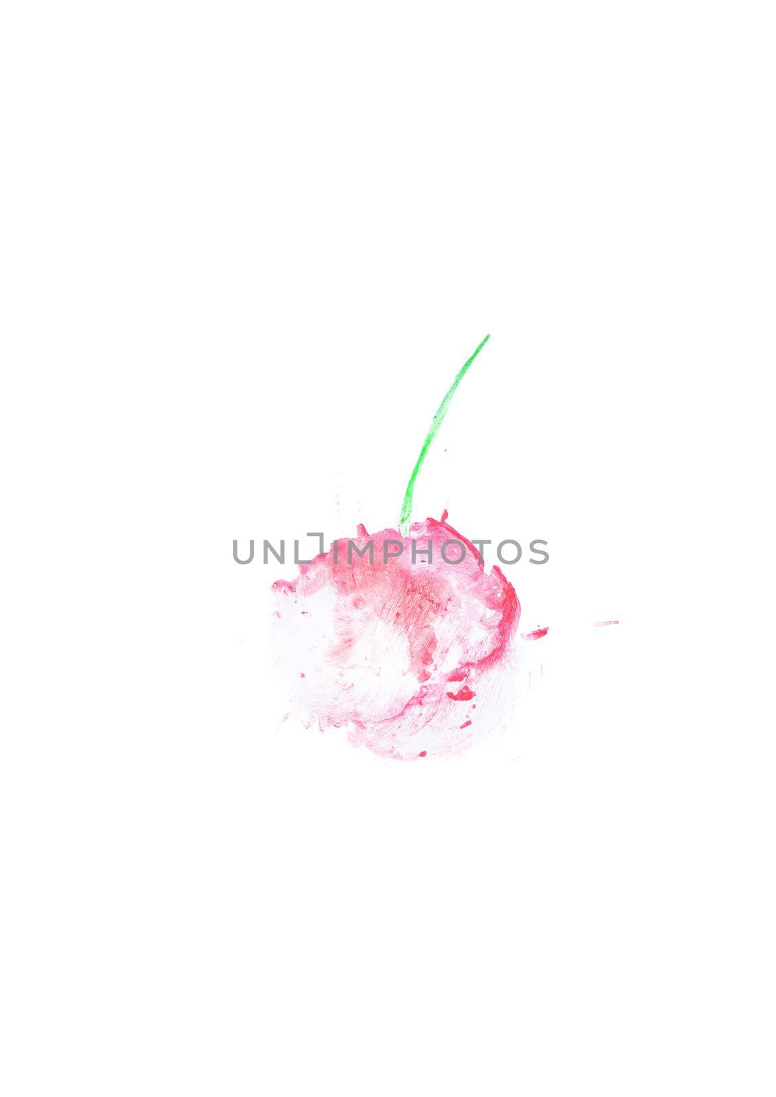 Delicate illustration of cherries made with wax and crayons. Sweet cherry illustration for logo or pattern