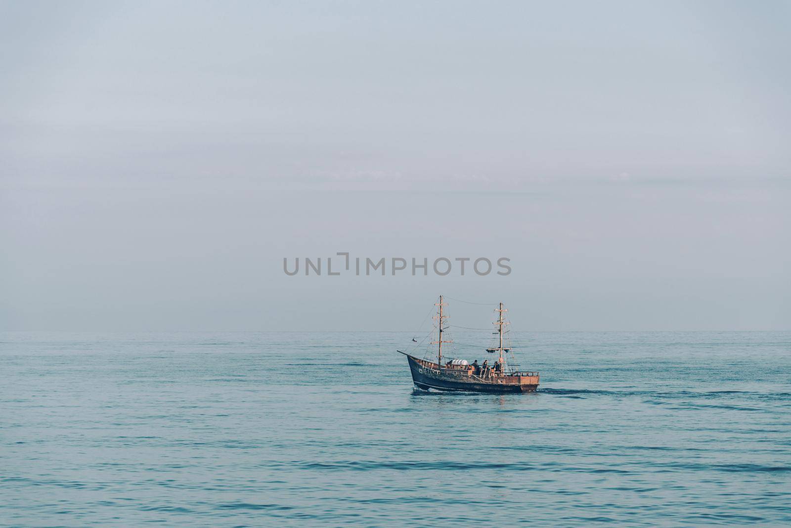 Fishing boat in the sea at serene weather