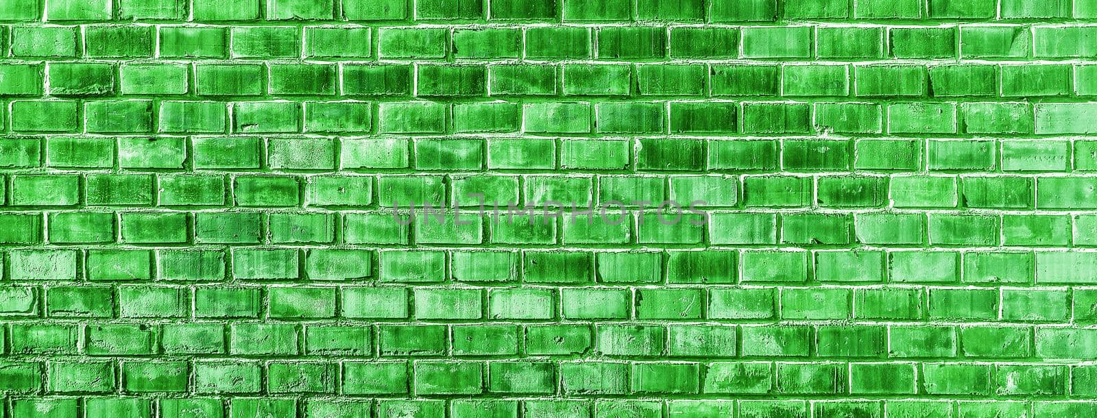 Green Brick wall texture close up. by esvetleishaya