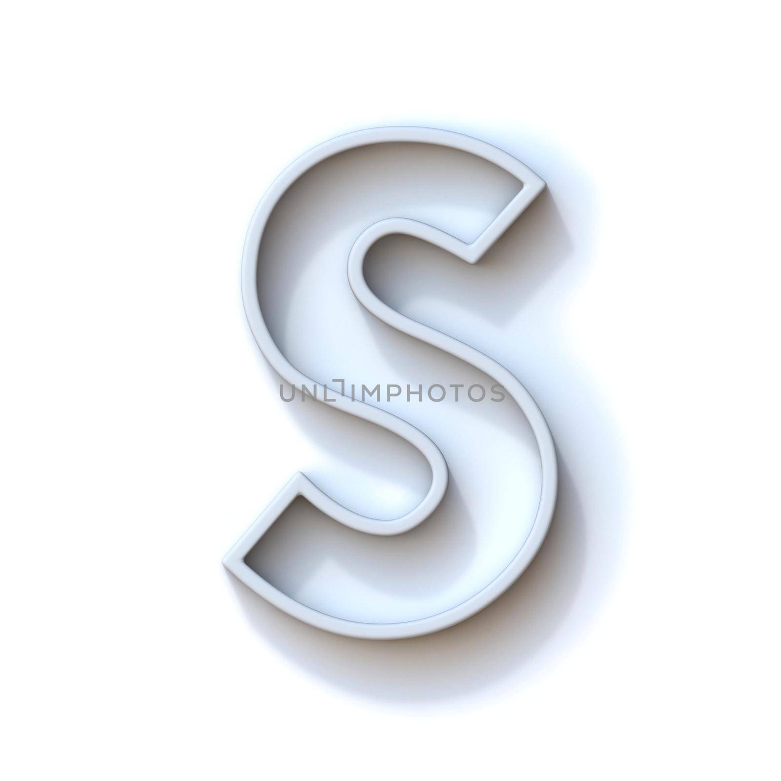 Grey extruded outlined font with shadow Letter S 3D rendering illustration isolated on white background