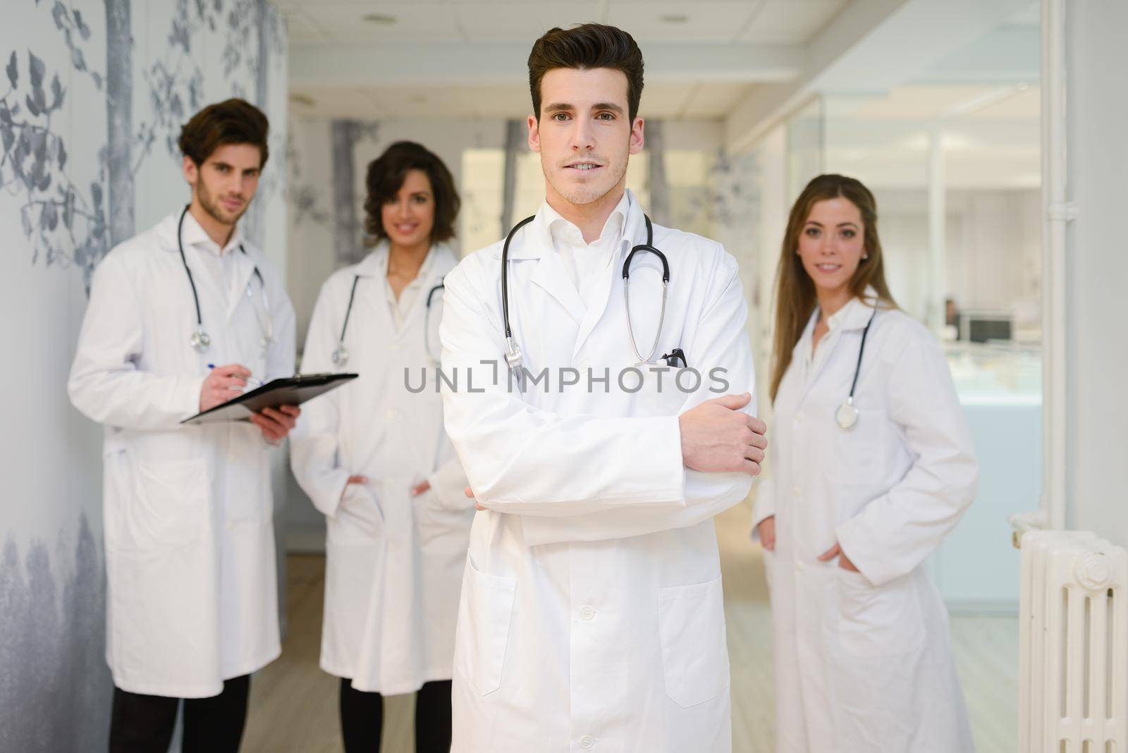 Portrait of group of medical workers portrait in hospital