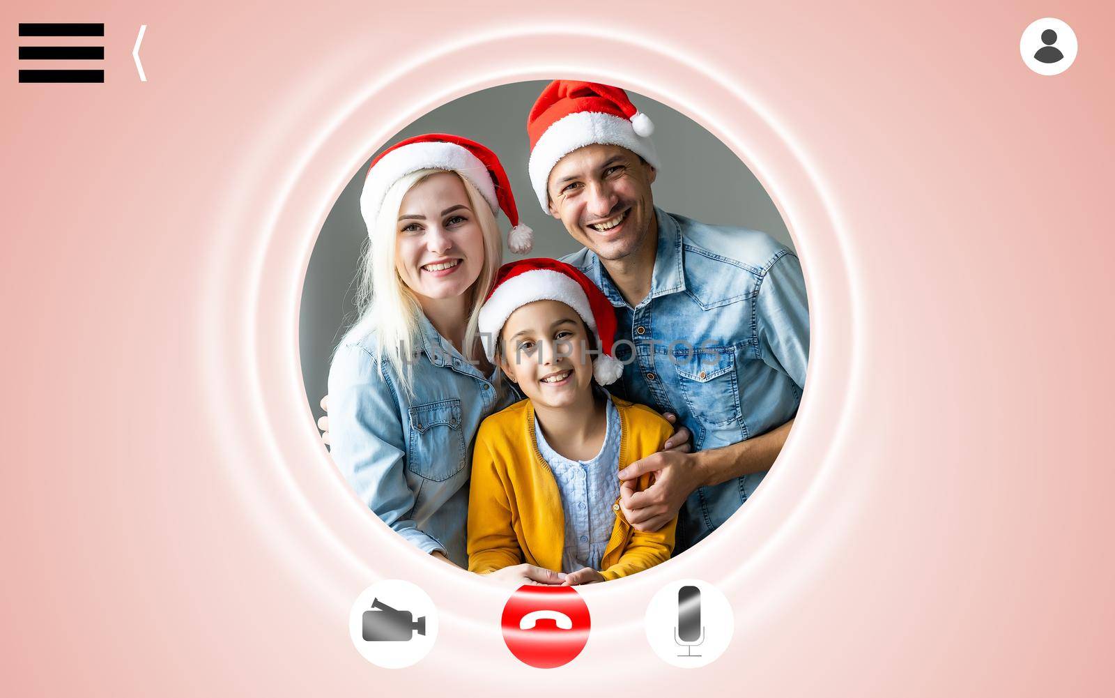 a family waving hands looking at camera at home. Cheerful family having video call virtual meeting greeting in online chat, webcam view portrait. by Andelov13