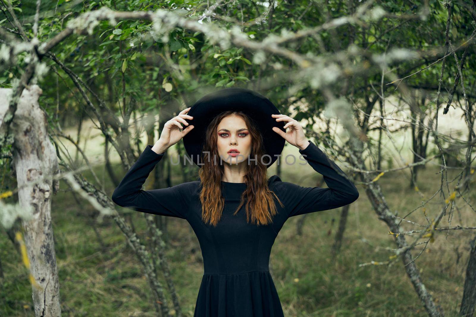 witch in the woods posing costume halloween gothic style by Vichizh