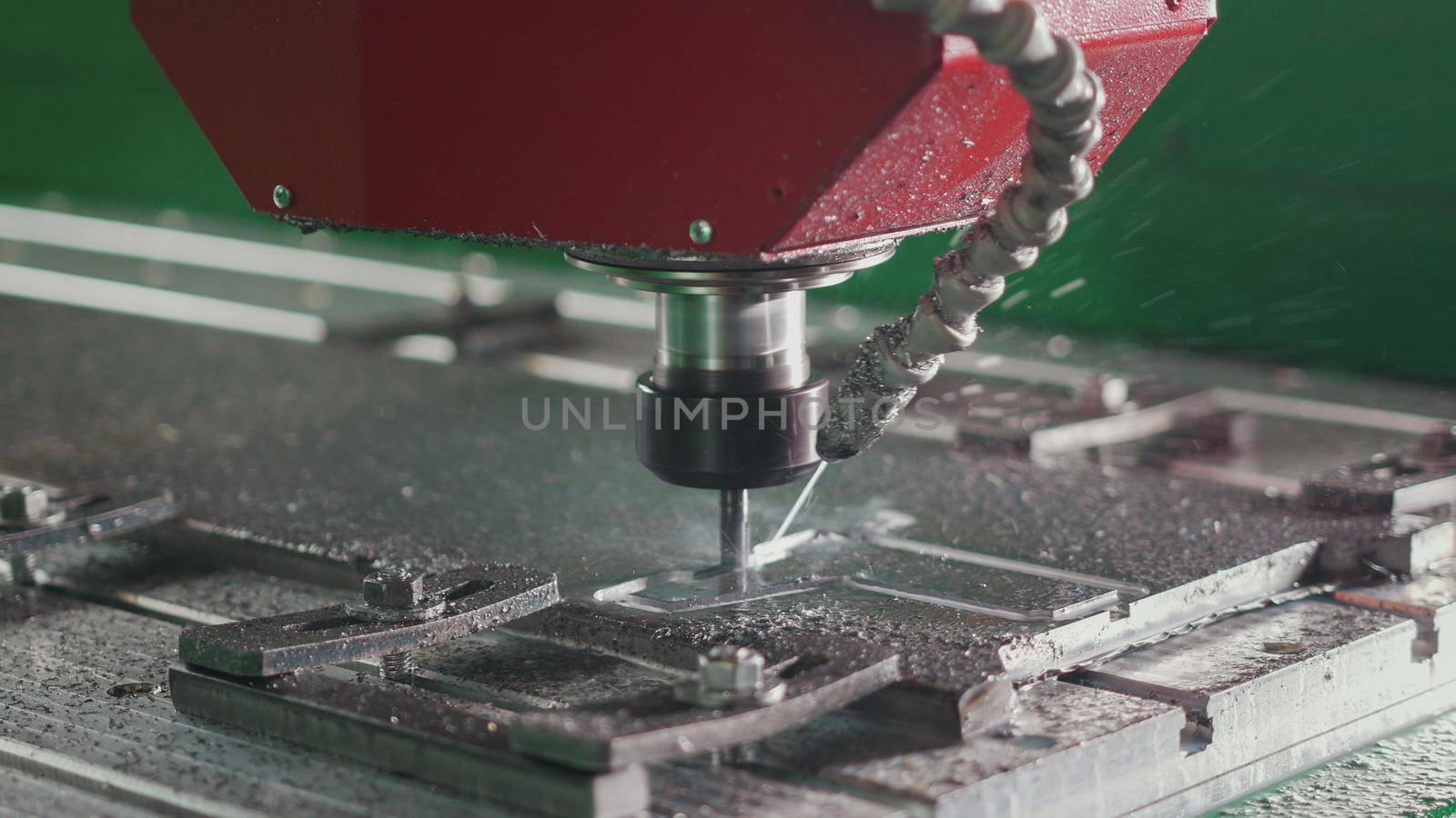 CNC milling or drilling machine, close up