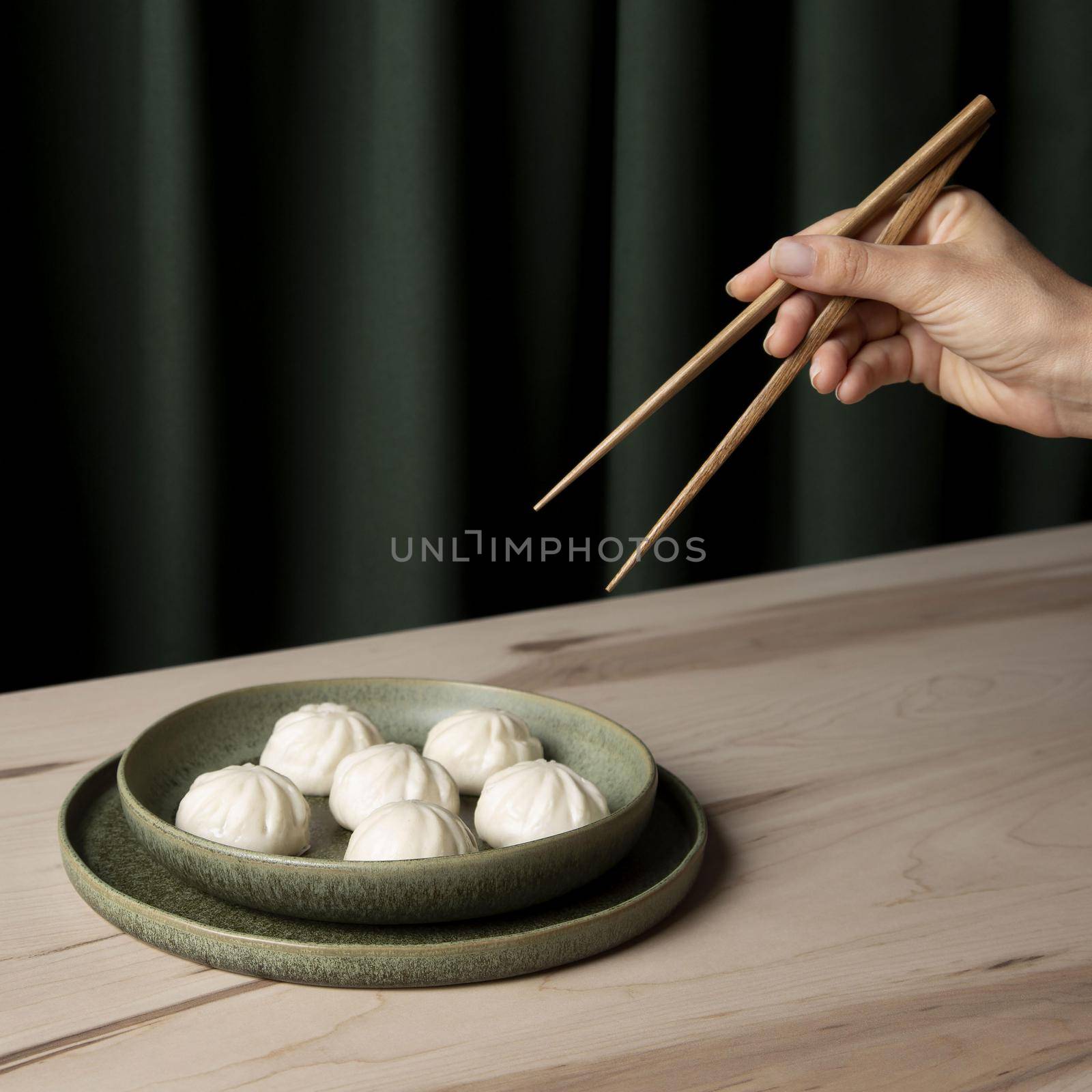 close up view dumplings wooden table by Zahard