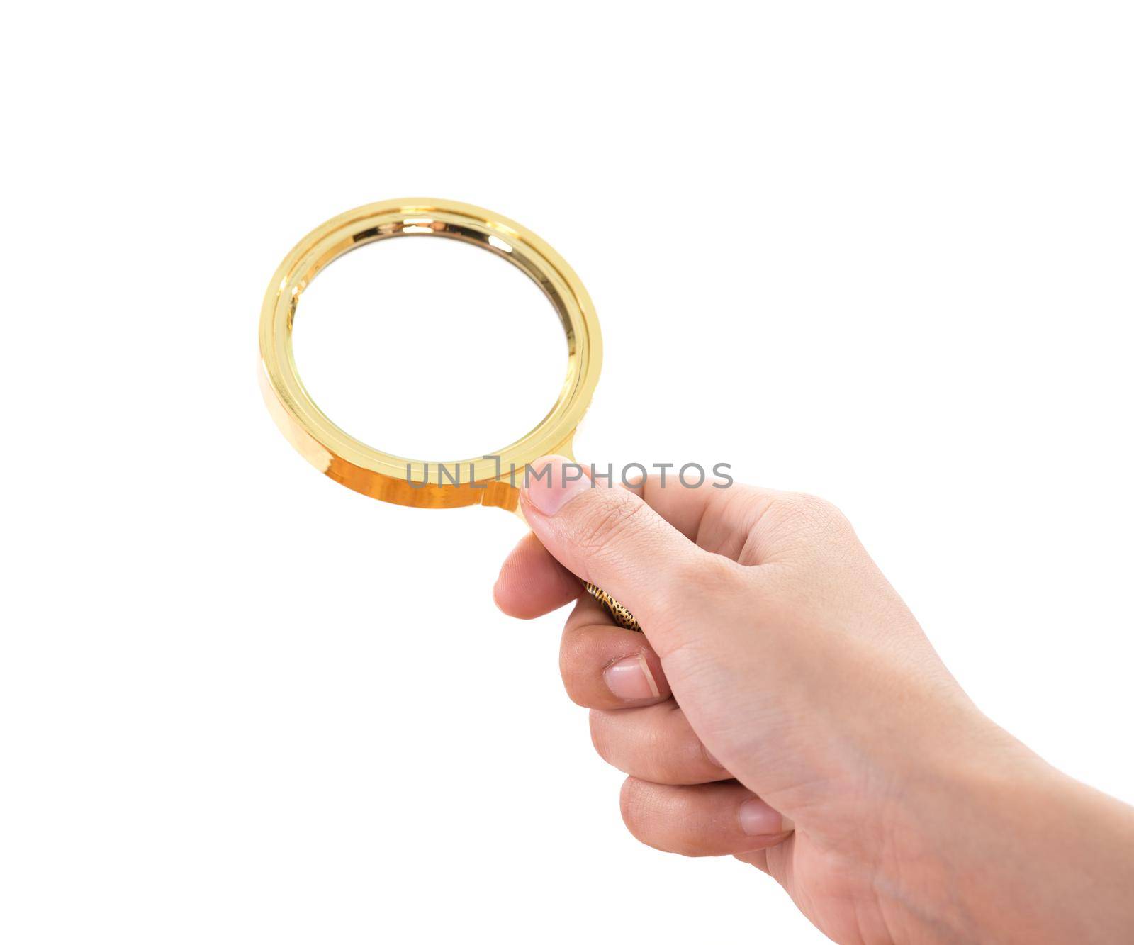 hand holding a Brass Magnifying Glas by geargodz