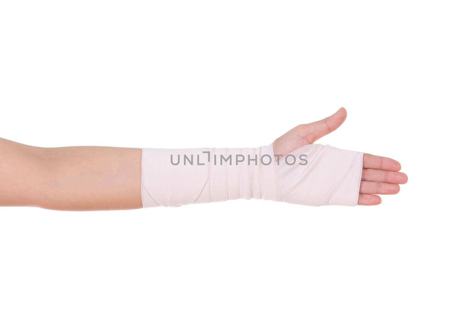 close-up injured arm wrapped in an Elastic Bandage by geargodz