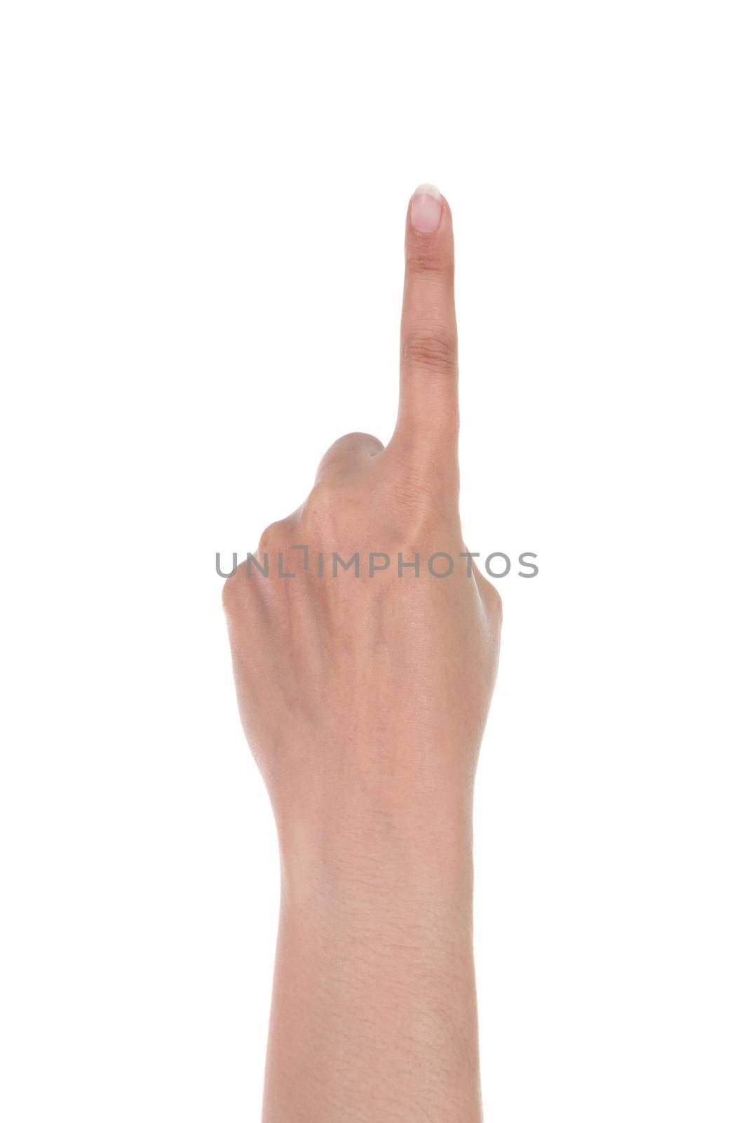 hands show the number one isolated on white background
