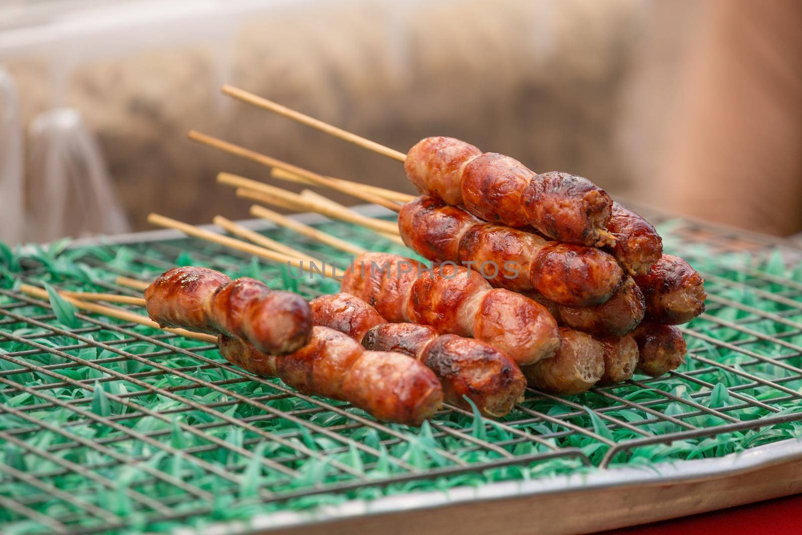 Thai grill sausage stick at the market