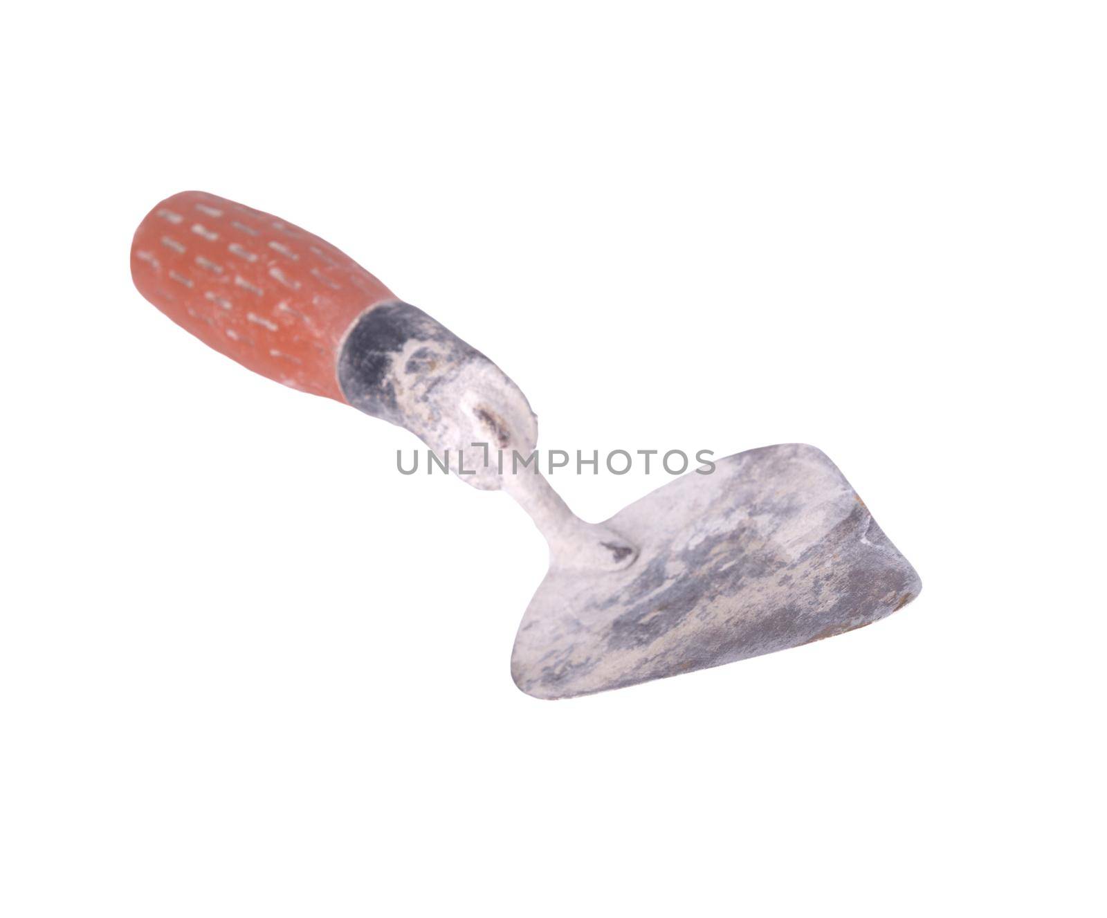 old construction trowel, isolated on white background