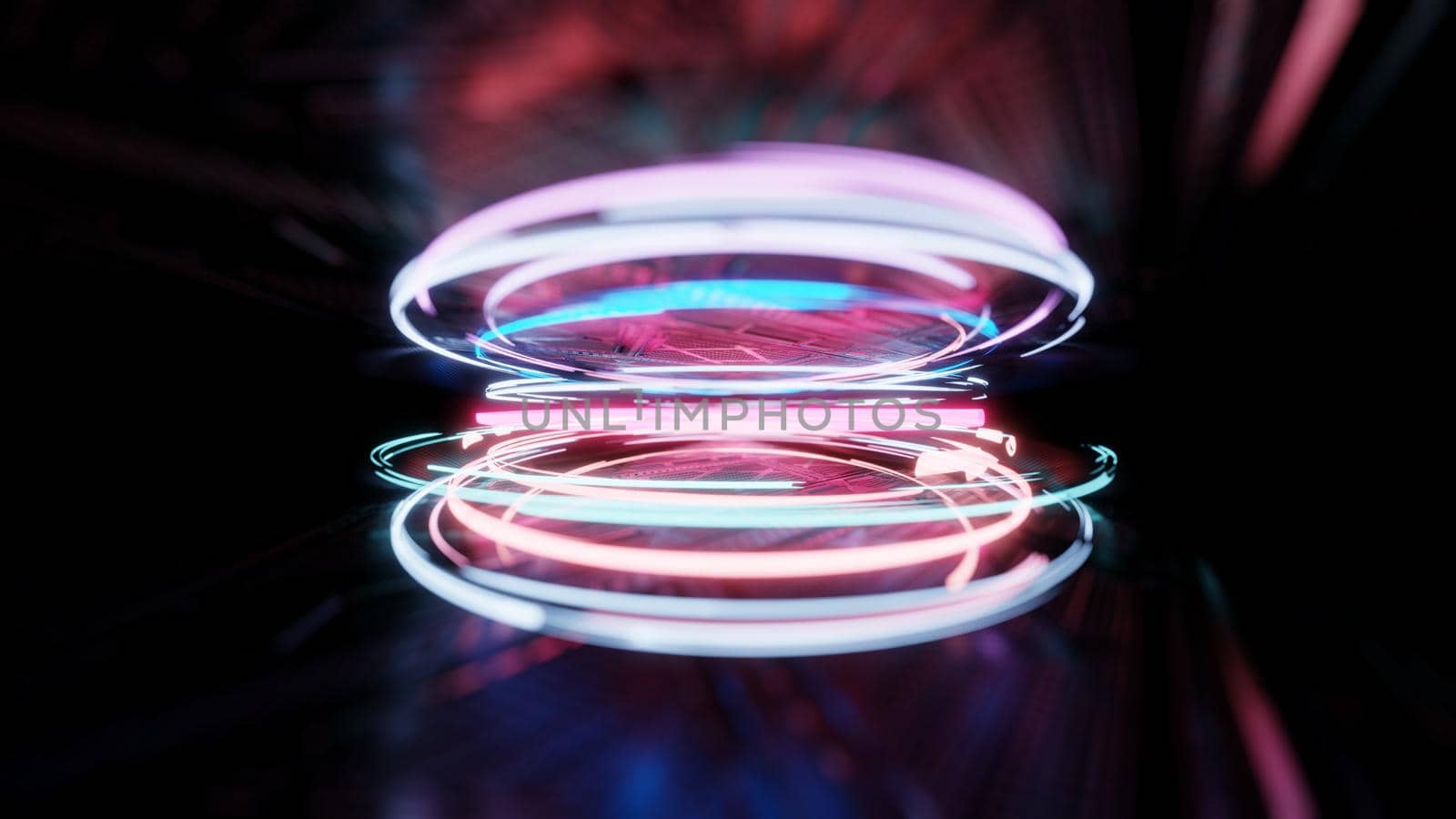 3d render, glowing lines, reflection, abstract background by cherezoff