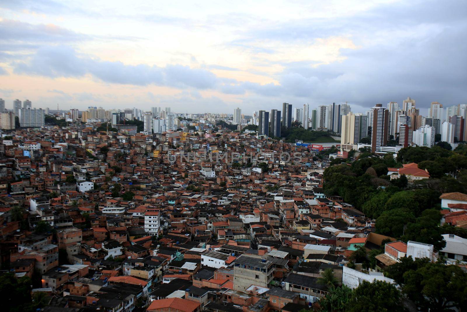 salvador, bahia, brazil - august 29, 2016: Aerial view of dwellings in favela area in Brotas neighborhood in Salvador city.